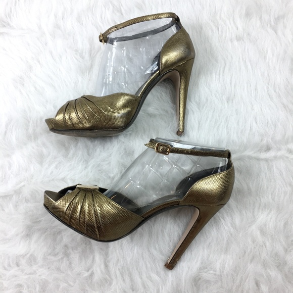 Salvatore Ferragamo Shoes - Ferragamo Sz 9 Bronze d’orsay platform stilettos